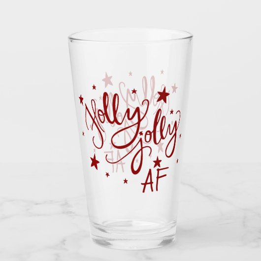 Holly Jolly AF | Red Drink Spaß Zitat Script Glas (Vorderseite)