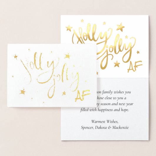 Holly Jolly AF | Shiny Gold Imitate Fotolage Scrip Folienkarte (Anzeige)