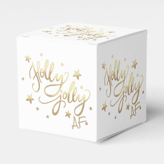 Holly Jolly AF | Shiny Gold Imitate Fotolage Scrip Geschenkschachtel (Vorderseite)