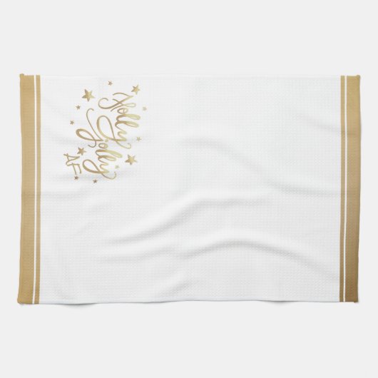 Holly Jolly AF | Shiny Gold Imitate Fotolage Scrip Geschirrtuch (Horizontal)