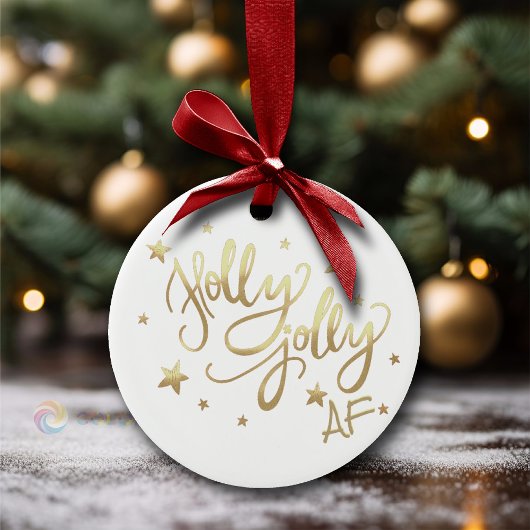 Holly Jolly AF | Shiny Gold Imitate Fotolage Scrip Keramik Ornament