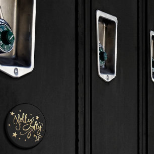 Holly Jolly AF Shiny Gold Imitate Fotolage Scrip Magnet