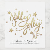 Holly Jolly AF | Shiny Gold Imitate Fotolage Scrip Weinetikett (Einzelnes Label)