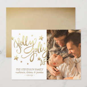 Holly Jolly AF   Shiny Imitats Gold Foil Foto Feiertagskarte