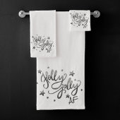 Holly Jolly AF | Shiny Silver Imitats Foil Script Badhandtuch Set