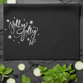 Holly Jolly AF | Shiny Silver Imitats Foil Script Geschirrtuch