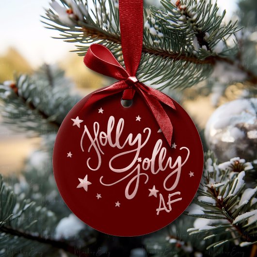 Holly Jolly AF | Shiny Silver Imitats Foil Script Keramik Ornament