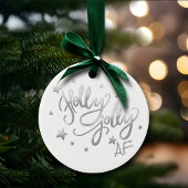 Holly Jolly AF | Shiny Silver Imitats Foil Script Keramik Ornament