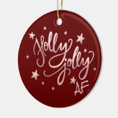 Holly Jolly AF | Shiny Silver Imitats Foil Script Keramik Ornament (Links)
