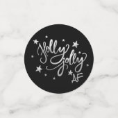 Holly Jolly AF | Shiny Silver Imitats Foil Script Konfetti (Klein Vorderseite)