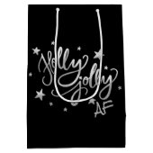 Holly Jolly AF | Shiny Silver Imitats Foil Script Mittlere Geschenktüte (Rückseite)