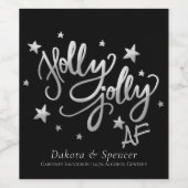 Holly Jolly AF | Shiny Silver Imitats Foil Script Weinetikett (Einzelnes Label)