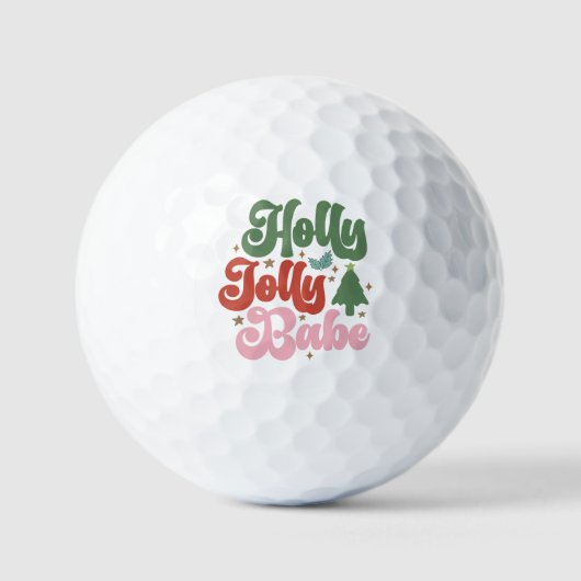 Holly Jolly Babe Retro Groovy Weihnachtsfeiertage Golfball (Vorderseite)
