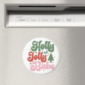 Holly Jolly Babe Retro Groovy Weihnachtsfeiertage Magnet (In Situ (Geschirrspüler))