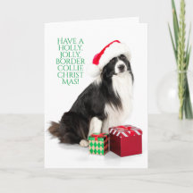 Holly Jolly Border Collie Weihnachten mit Geschenk
