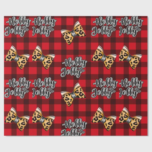 Holly Jolly Buffalo Karierte Weihnachtsbäume & Leo Geschenkpapier (Flach)