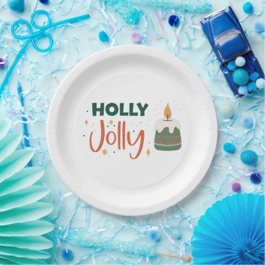 Holly Jolly Candle Pappteller (Party)