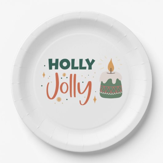 Holly Jolly Candle Pappteller (Vorderseite)