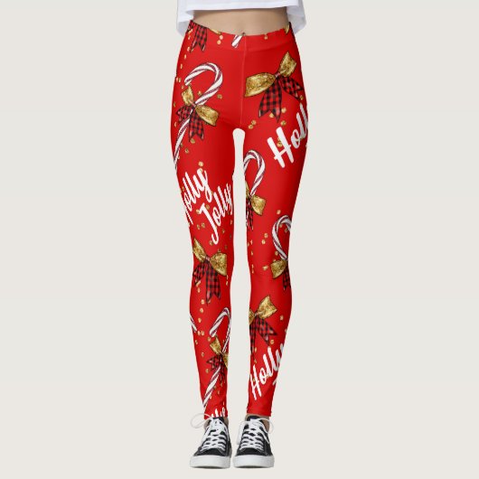 Holly Jolly Candy Cane Cristmas Leggings (Vorderseite)