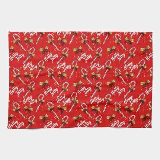 Holly Jolly Candy Canes Geschirrtuch (Horizontal)