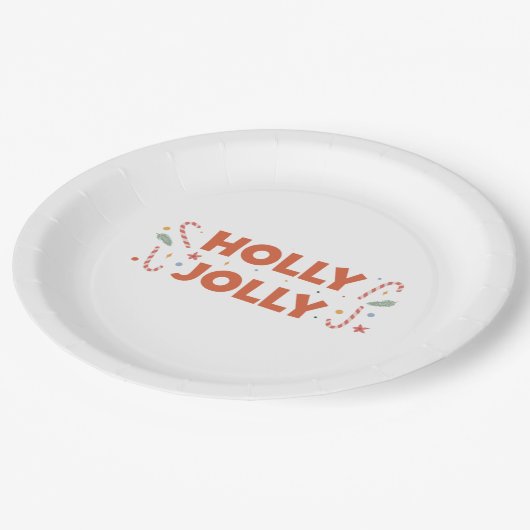 Holly Jolly Candy Canes Pappteller (Schrägansicht)
