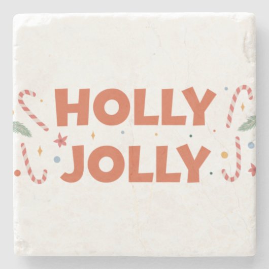 Holly Jolly Candy Canes Steinuntersetzer (Vorderseite)