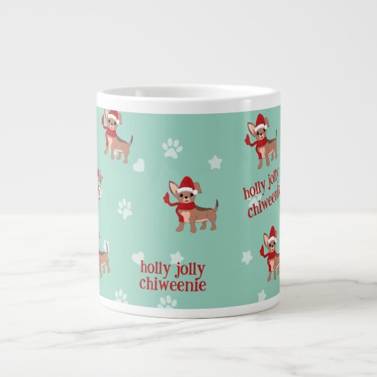 Holly Jolly Chiweenie Jumbo-Tasse (Vorderseite)