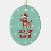Holly Jolly Chiweenie Keramik Ornament (Rechts)