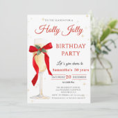 Holly Jolly christmas birthday Party Einladung (Stehend Vorderseite)