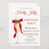 Holly Jolly christmas birthday Party Einladung (Vorne/Hinten)