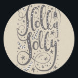 HOLLY JOLLY Christmas Candy Canes Rustic Holiday Runder Aufkleber<br><div class="desc">Anpassen mit oder ohne Text.</div>