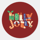Holly Jolly Christmas Candy Letters Runder Aufkleber (Vorderseite)