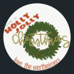 Holly Jolly Christmas Circle Stickers<br><div class="desc">Maßgeschneidert</div>