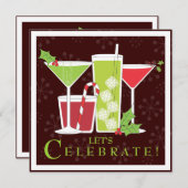 Holly Jolly Christmas Cocktail Party Einladung (Vorne/Hinten)