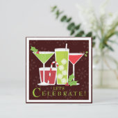 Holly Jolly Christmas Cocktail Party Einladung (Stehend Vorderseite)