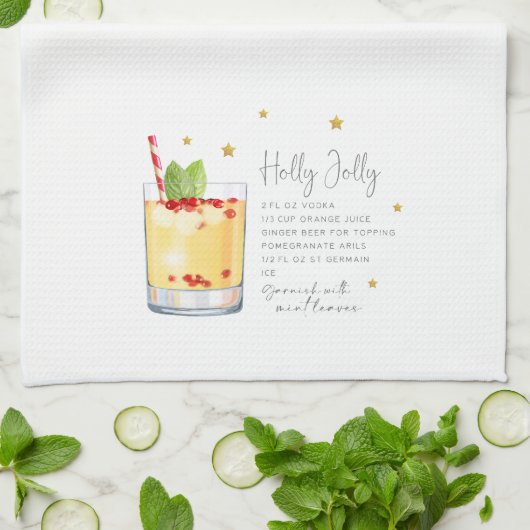 Holly Jolly Christmas Cocktail Rezept Geschirrtuch (Gefaltet)