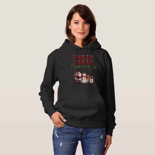 Holly Jolly Christmas Cute Holiday Hoodie (Vorne ganz)