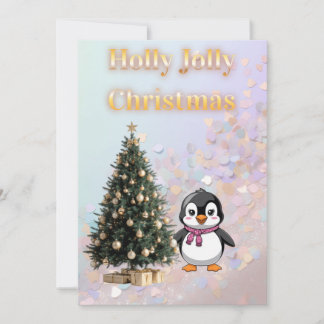 Holly Jolly Christmas Cute Penguin Paste Einladung