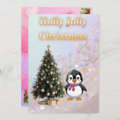 Holly Jolly Christmas Cute Penguin Paste Einladung (Vorne/Hinten)