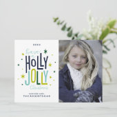 Holly Jolly Christmas Family Foto Feiertagskarte (Stehend Vorderseite)