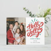 Holly Jolly Christmas Family Photo  Feiertagskarte (Stehend Vorderseite)