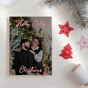 Holly Jolly Christmas Family Portrait und Letter Feiertagskarte