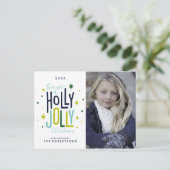 Holly Jolly Christmas Feiertagspostkarte (Stehend Vorderseite)