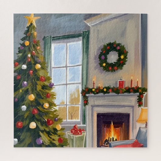 Holly Jolly Christmas | Fireplace Tree Merry Puzzle (Vertikal)