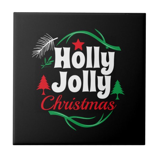 Holly Jolly Christmas Fliese (Vorderseite)