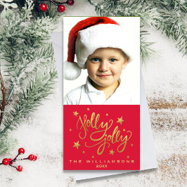 Holly Jolly Christmas Foto | Whimsisches Rotes Gol Feiertagskarte