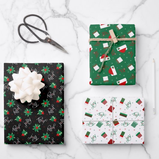 Holly Jolly Christmas Geschenkpapier Set (Vorderseite)