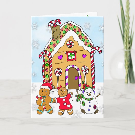 Holly Jolly Christmas Gingerbread House Karte (Vorderseite)