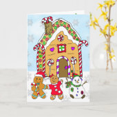 Holly Jolly Christmas Gingerbread House Karte (Gelbe Blume)