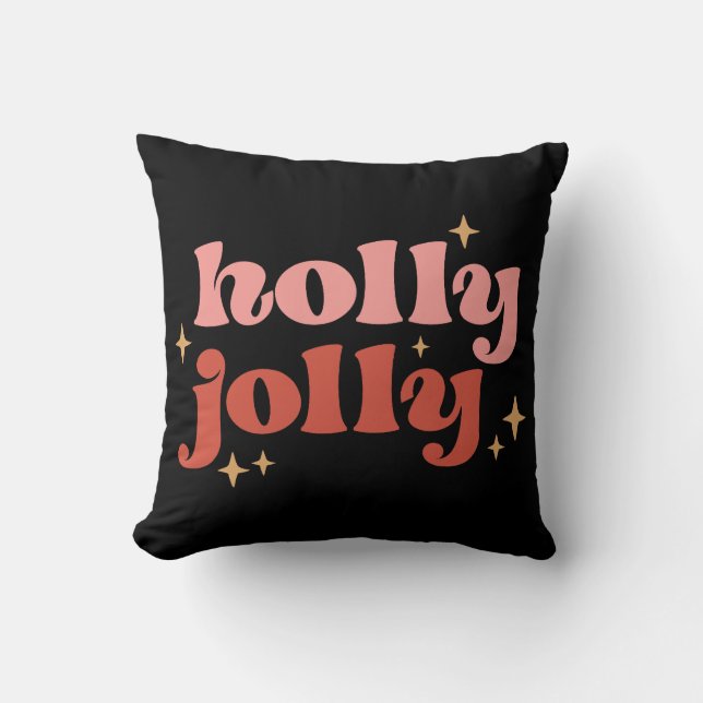 Holly Jolly Christmas Groovy Retro Kissen (Vorderseite)